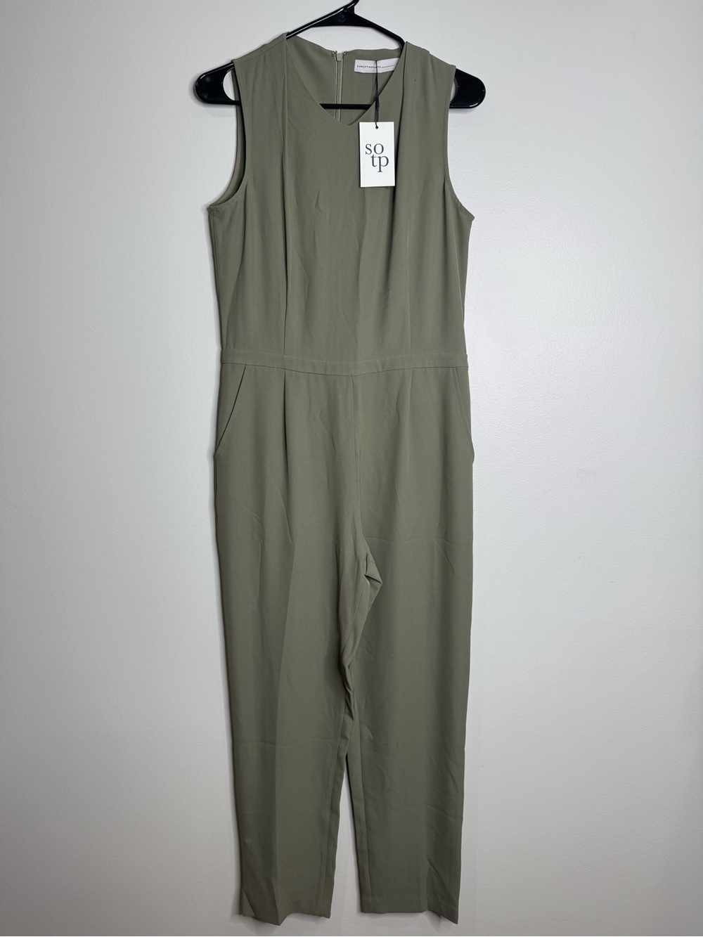 NWT Sum of the Parts Khaki Green Sleeveless Business Casual Elsa Jumpsuit Size 6